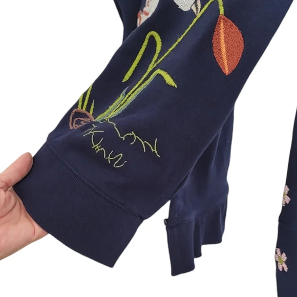 Anthropologie Swan Lake Embroidered & Bead Embellished Crewneck Sweatshirt - Picture 7 of 11